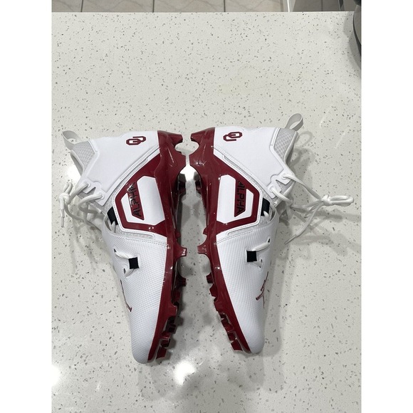 Nike Jordan Alpha Menace Oklahoma Football Cleats DH3367-104 Mens 14 Wide RARE main image 9